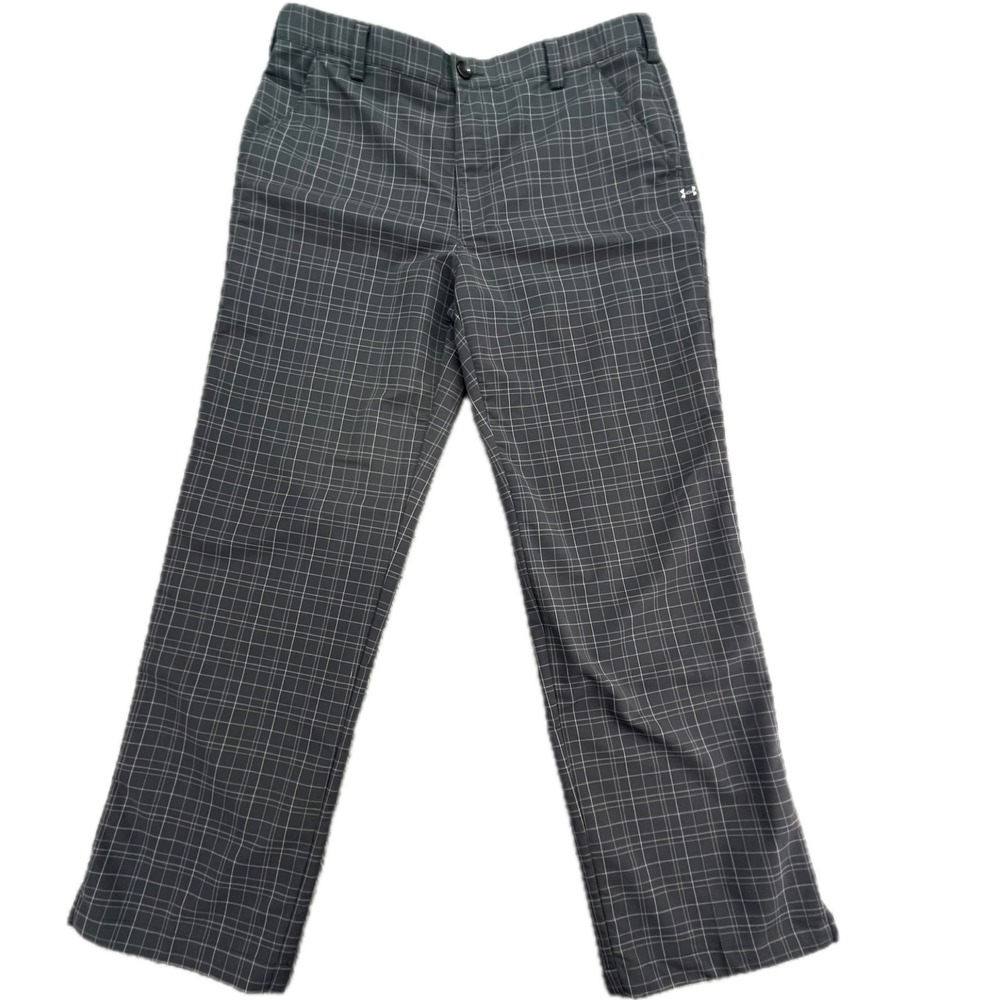 Under Armour Men's Plaid‎ Golf Pants Size 36x30 Gray Polyester Blend Stretch